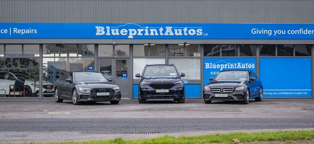 Front shot from the vehicle and sales area of Blueprint Autos in Roscommon, Ireland